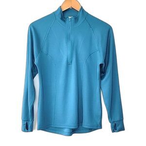 L.L. BEAN Teal Half Zip Long Sleeve Athletic Top size M Exercise Workout